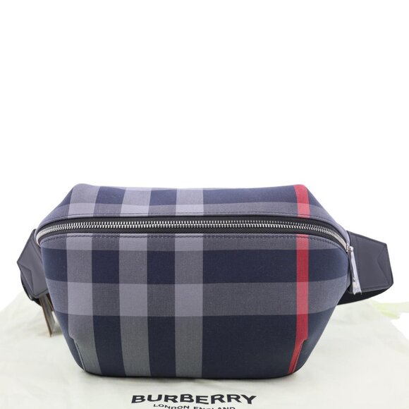 Burberry Sonny House Check Canvas Funny Pack Belt Bag Navy Grey - Picture 3 of 14